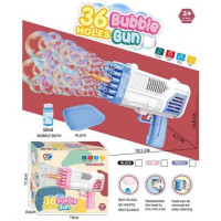 Мильні бульбашки Пістолет 456-13-А Bubble Gun 36 отворів,бат-ка,світло,розчин,кор-ка 19х17см