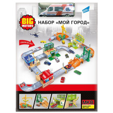 Гараж 0607-15 "Мой Город" Скорая + 1шт Машина 7см МЕТАЛ кор-ка 21.5х15.5х6см