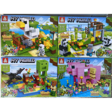Брік МК 66080/25-2-584 Minecraft Парк Розваг 222+дет,блок 4в1,кор-ка 29х21х4см