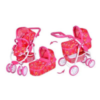 Коляска 9662 Carrello Avanti Pink для ляльки,Зима/Літо з сумкою