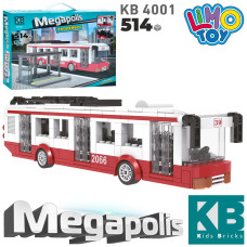 Брік КВ 4001 Тролейбус 514дет,машина,кор-ка 45х33х7см