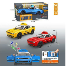 Машина Муз 9912YM Таксі 19,5см,інерція,звук-світло,бат-ка ,гумові колеса, кор-ка 22,5х10,5х10,5см