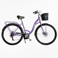Велосипед 28/28112 СORSO Liberty Міський,Shimano 7швид,Фіолетовий,корзина,рама сталева 20