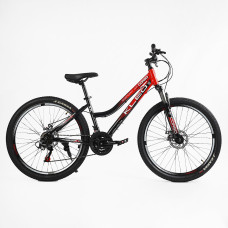 Велосипед СORSO 26/26011 KLEO Sport Спортивний,Червоно-Чорний,Saiguan 21 швид,рама Сталева 15